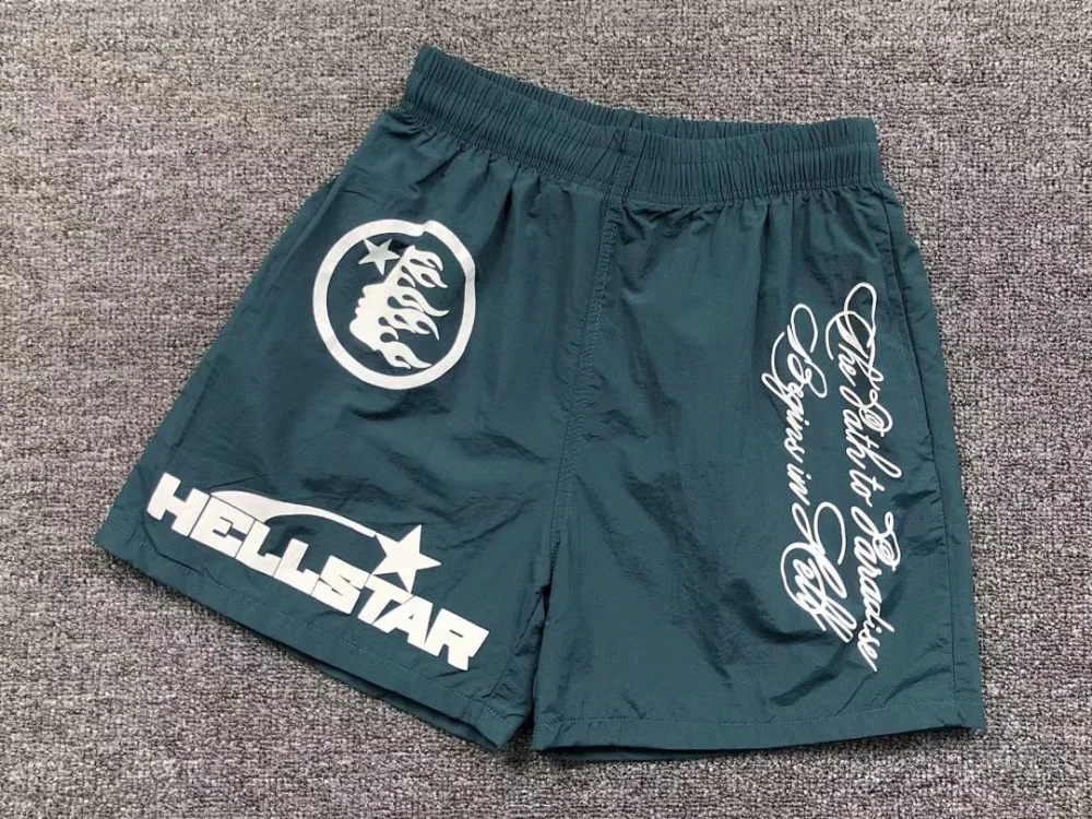 HELLSTAR Teal Logo Shorts - styled shot