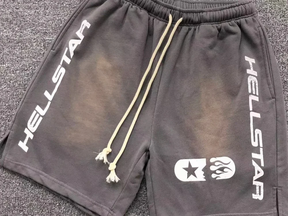 HELLSTAR Grey Bleached Hellstar Shorts - size reference