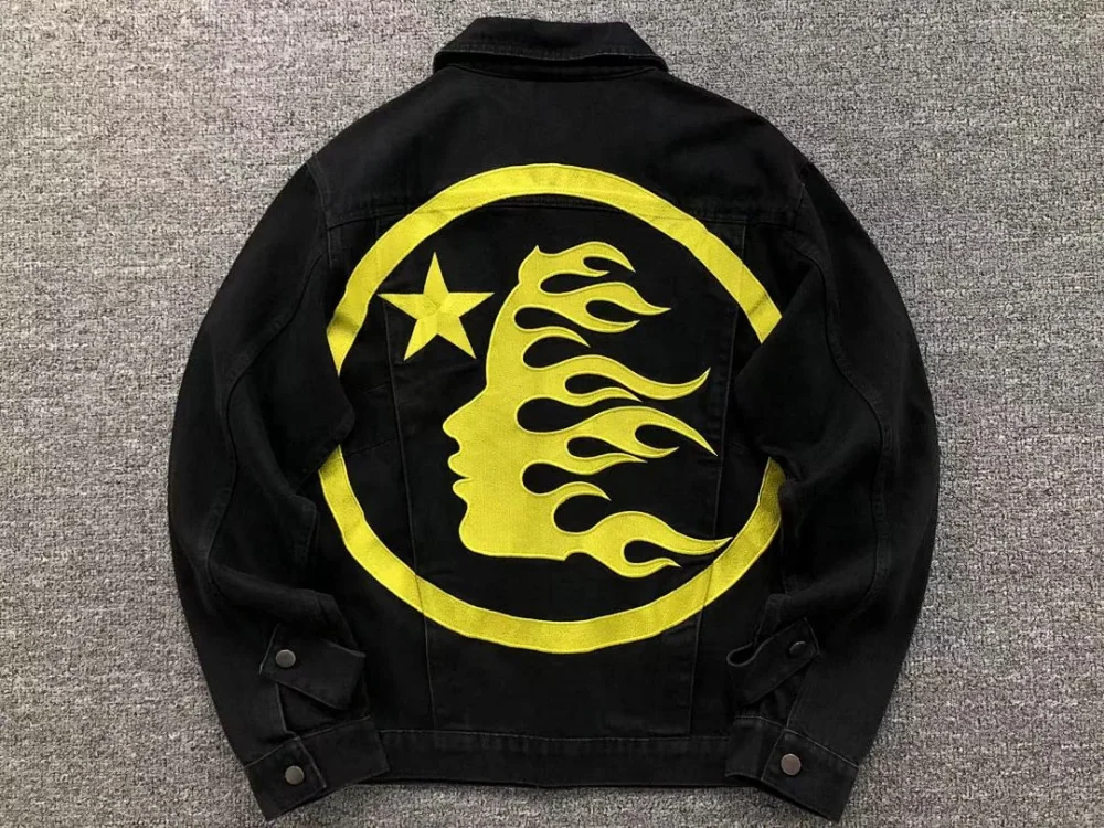 HELLSTAR Black Yellow Circle Logo Jacket - print detail
