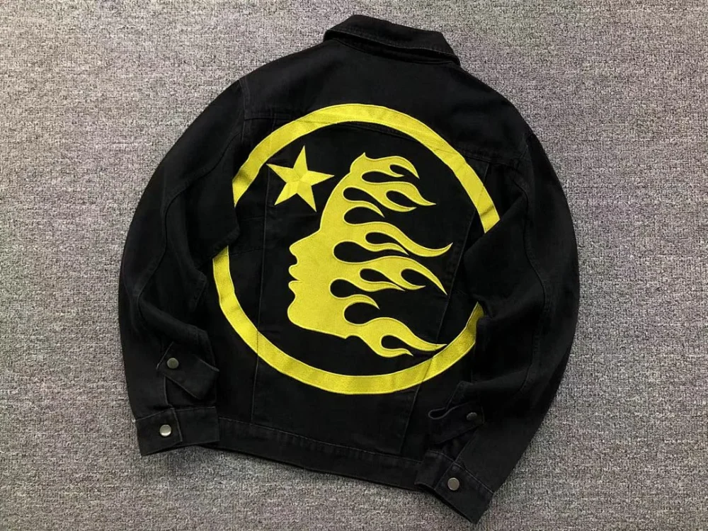 HELLSTAR Black Yellow Circle Logo Jacket - full look