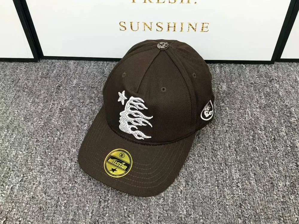 HELLSTAR Brown 2-color Flame Caps Hat - full look