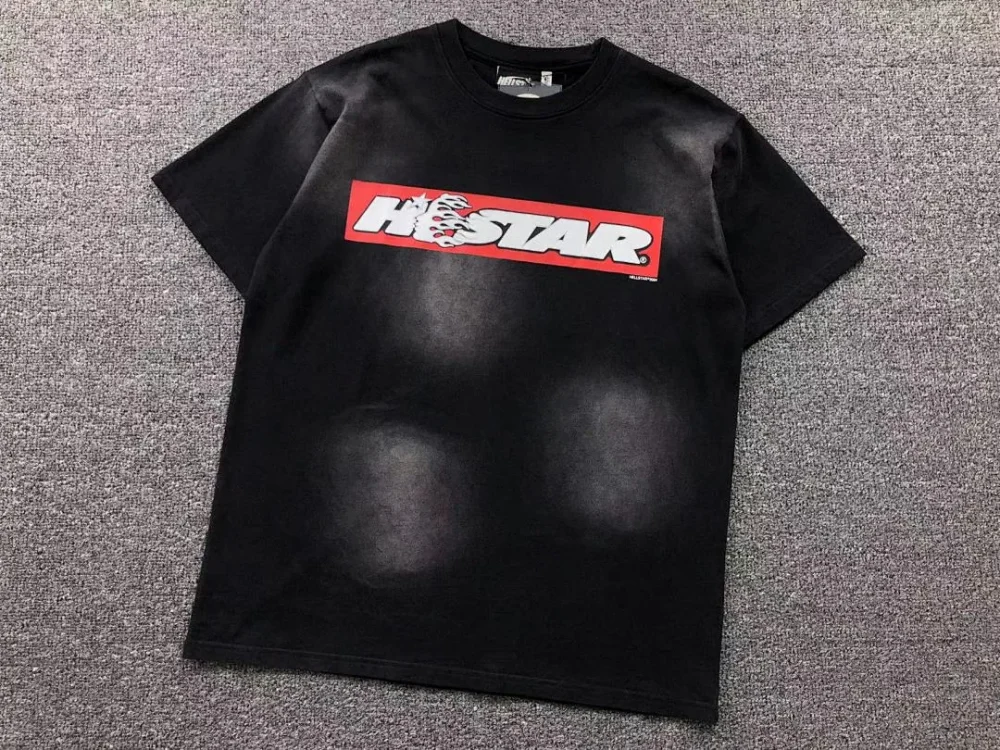 HELLSTAR White Red HS Logo T-Shirt - styled shot