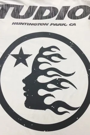 HELLSTAR Cream Black Studios Circle Print T-Shirt