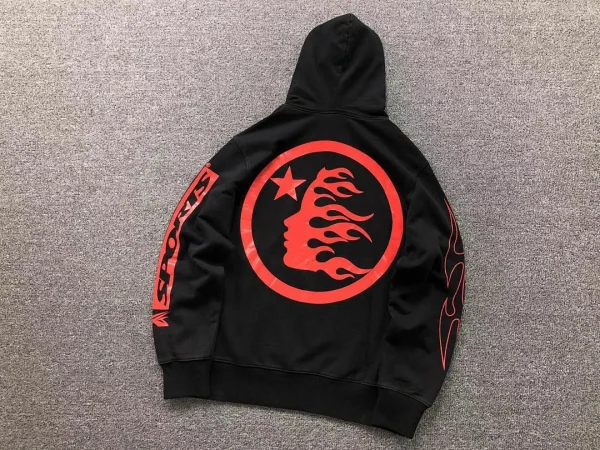 HELLSTAR Black Red Circle Logo Hoodie - full look