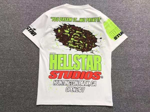 HELLSTAR White Green Cartoon Kid T-Shirt - fabric detail