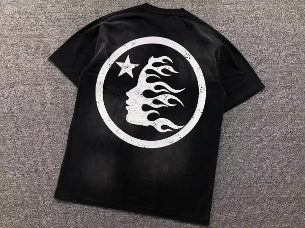 HELLSTAR White White Tonal Circle Logo T-Shirt - size reference