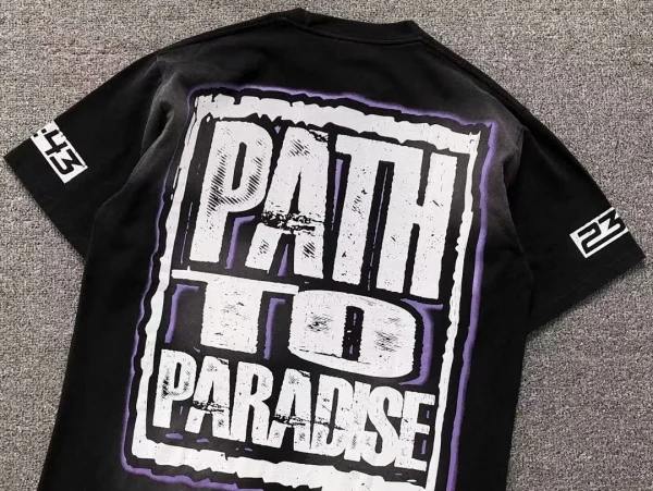 HELLSTAR Black Purple Path to Paradise Box T-Shirt - close-up detail