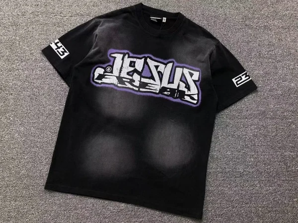HELLSTAR Black Purple Path to Paradise Box T-Shirt - fabric detail