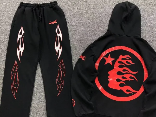 HELLSTAR Black Red Circle Hoodie Set - close-up detail