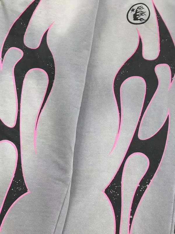 HELLSTAR Grey Pink Purple Flame Pants - size reference
