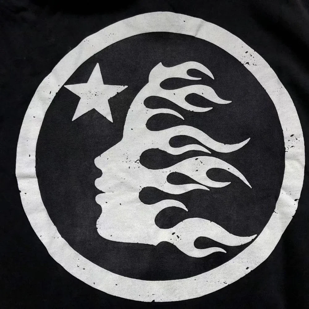 HELLSTAR Black White Big Circle Logo Hoodie - front view