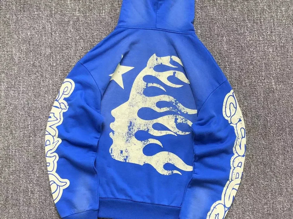 HELLSTAR Blue Yellow OM Print Hoodie - second colorway