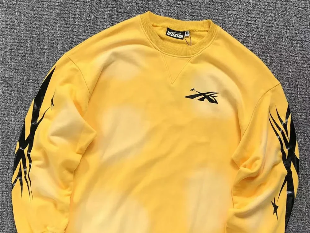 HELLSTAR Yellow Washed Black Logo Crewneck - second colorway