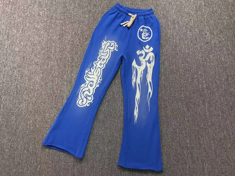 HELLSTAR Blue White OM Flared Pants - full look