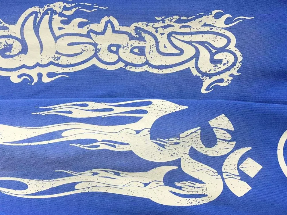 HELLSTAR Blue White OM Flared Pants - styled shot
