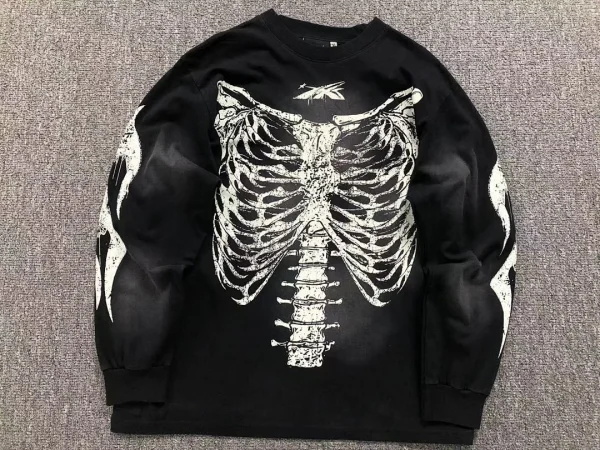 HELLSTAR Black White Skeleton Long Sleeve - print detail