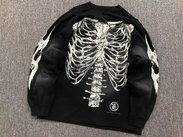 HELLSTAR Black White Skeleton Long Sleeve - fabric detail