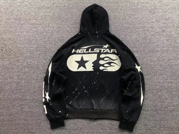 HELLSTAR Black Splatter Circle Hoodie - close-up detail