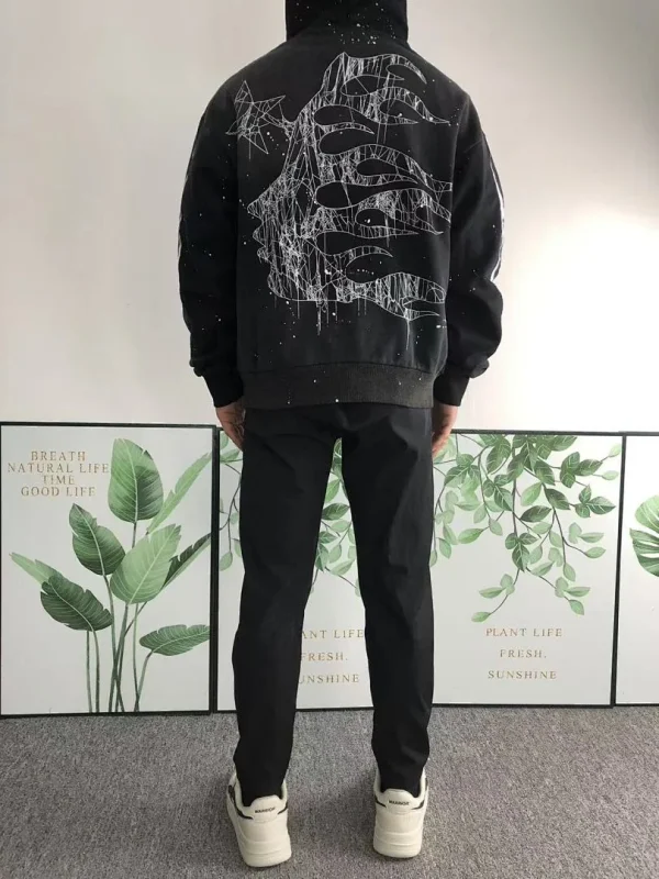 HELLSTAR Black White Graffiti Hoodie - full look
