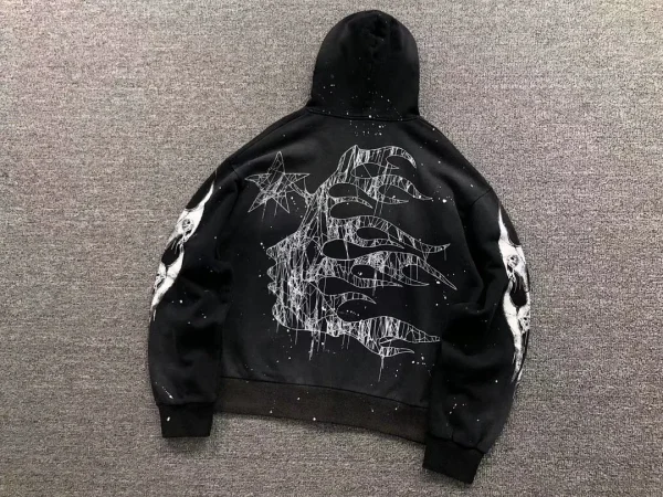 HELLSTAR Black White Graffiti Hoodie - alternate angle