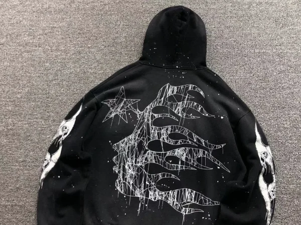 HELLSTAR Black White Graffiti Hoodie - size reference