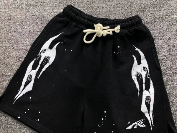 HELLSTAR Black White Flame Shorts - styled shot