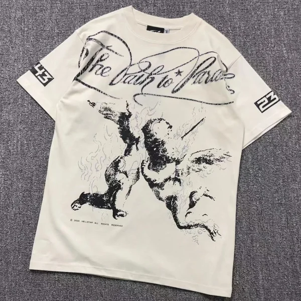 HELLSTAR Cream Cherub the Path to Paris T-Shirt - front view