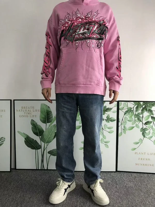 HELLSTAR Pink White Logo Hoodie - print detail