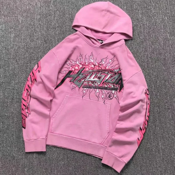 HELLSTAR Pink White Logo Hoodie - front view