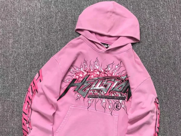 HELLSTAR Pink White Logo Hoodie - size reference