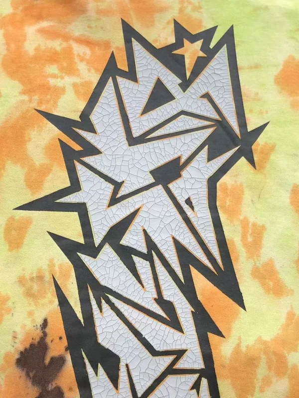 HELLSTAR Orange Tie Dye Flame Hoodie - fabric detail
