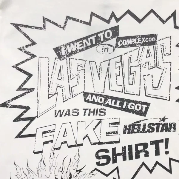 HELLSTAR White Fake Shirt Newspaper T-Shirt - fabric detail