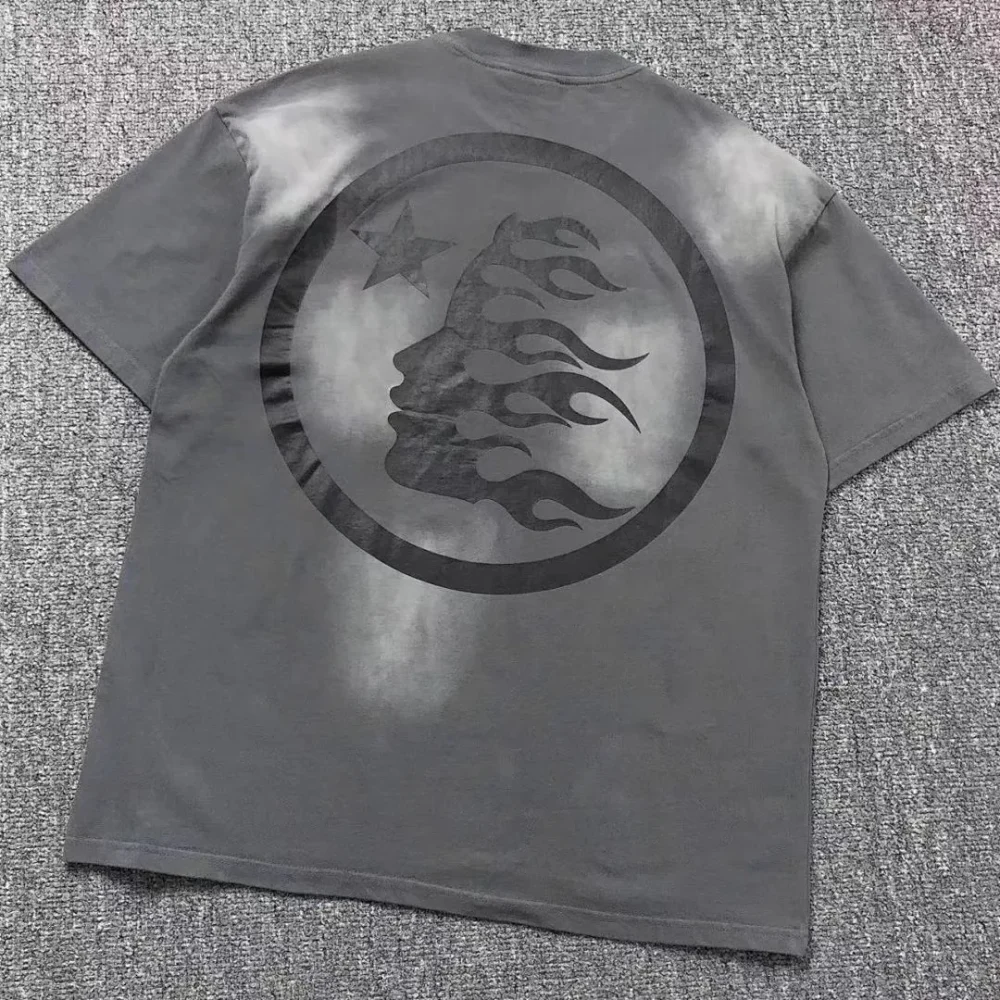 HELLSTAR Grey Black Circle Logo T-Shirt - front view