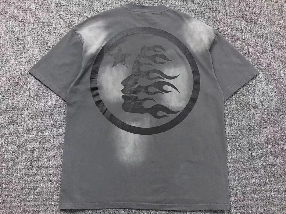 HELLSTAR Grey Black Circle Logo T-Shirt - print detail