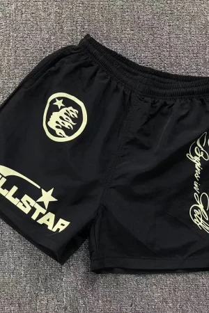 HELLSTAR Black Gold Print Shorts