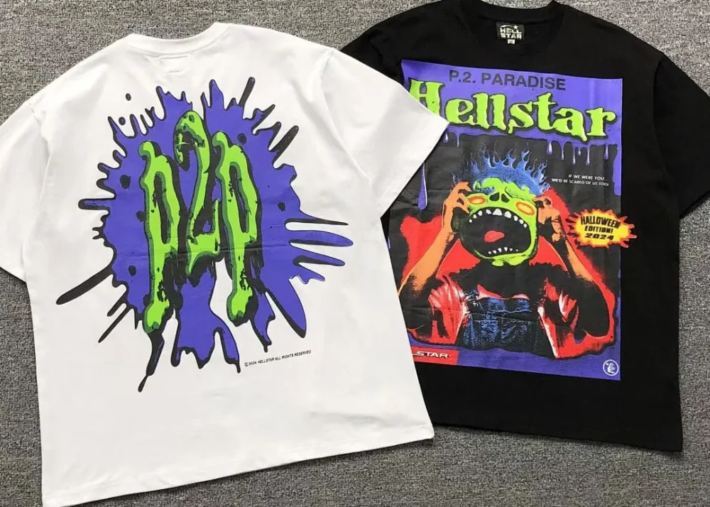 HELLSTAR White Colorful T-Shirt - close-up detail