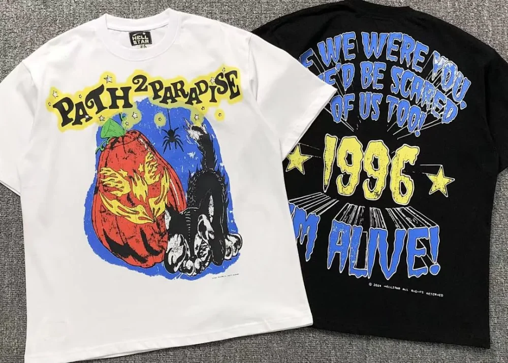 HELLSTAR Cream 1996 Skull T-Shirt - full look