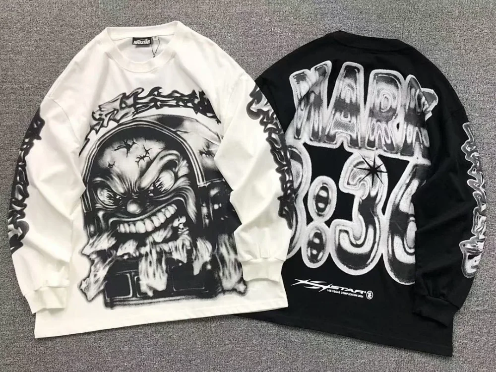 HELLSTAR White Skull Print Long Sleeves Long Sleeve - print detail