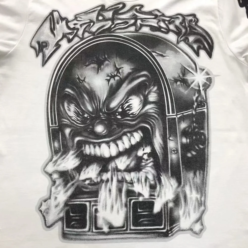 HELLSTAR White Black Skull Lightning Long Sleeve - fabric detail