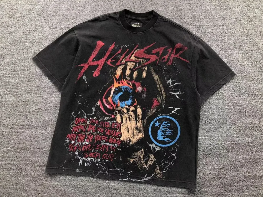 HELLSTAR Black Red Inferno Eye T-Shirt - size reference