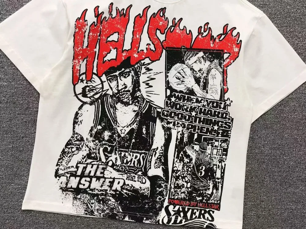 HELLSTAR White Rock Collage T-Shirt - fabric detail