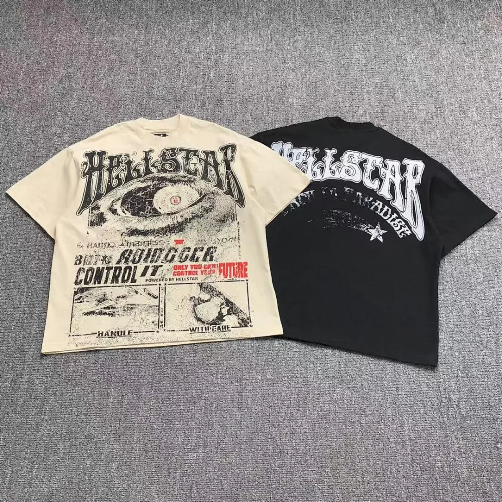 HELLSTAR Cream Brainwashed Control T-Shirt - front view