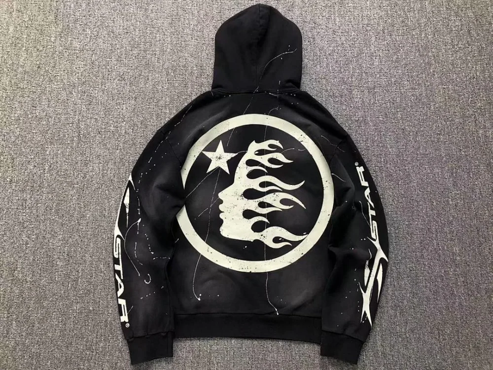 HELLSTAR Black White Big Circle Hoodie - alternate angle