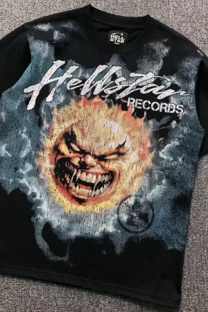 HELLSTAR Black Fire Skull Records T-Shirt