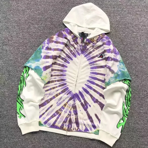 HELLSTAR White Purple Tie Dye Hoodie - front view