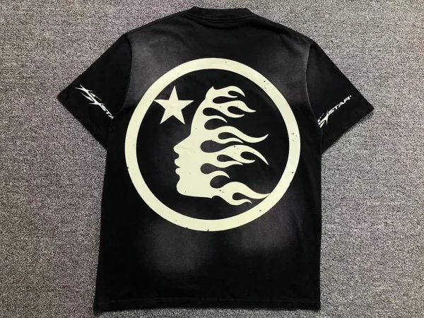 HELLSTAR Black Black Tonal Circle Logo T-Shirt - close-up detail