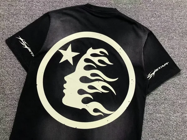 HELLSTAR Black Black Tonal Circle Logo T-Shirt - size reference