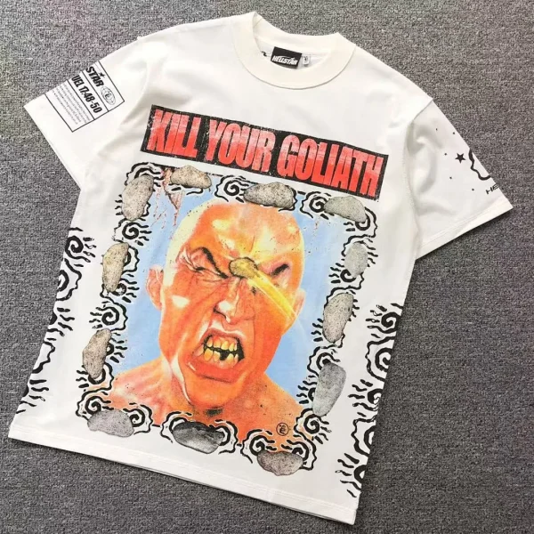 HELLSTAR White Kill Your Goliath Face Print T-Shirt - front view