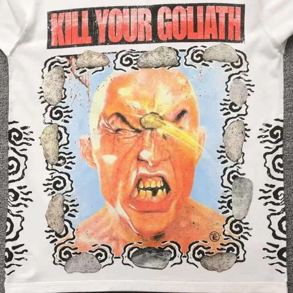 HELLSTAR White Kill Your Goliath Face Print T-Shirt - styled shot