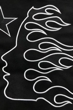 HELLSTAR Black White Outline Flame Face